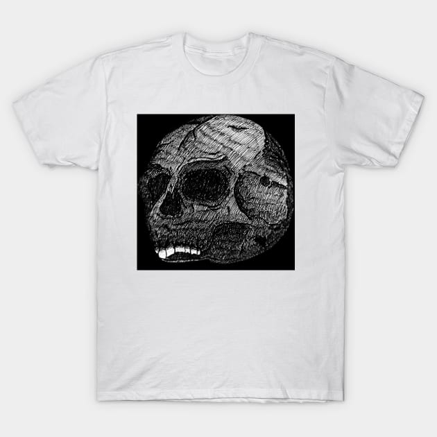 Hand Drawn Skull Head T-Shirt by happymonday